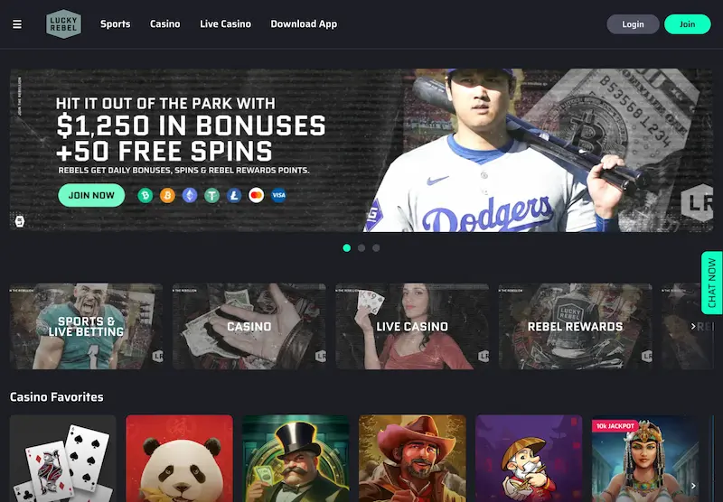 lucky rebel sportsbook home